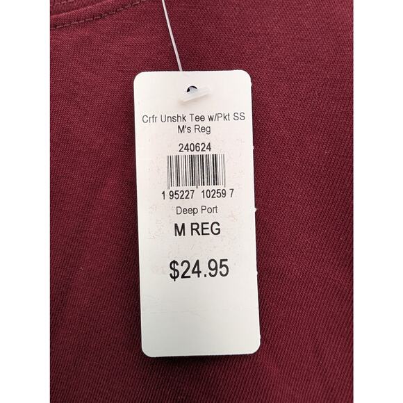 NWT L.L. Bean Men's Carefree Unshrinkable Tee with Pocket in Deep Port sz Medium - Picture 4 of 6